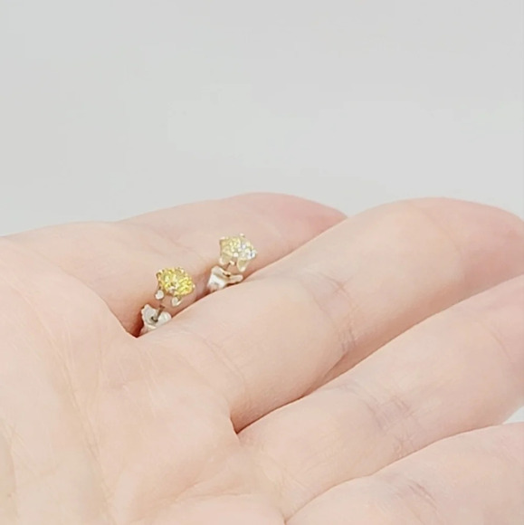 New Yellow Round Cut CZ Earrings - Picture 2 of 6